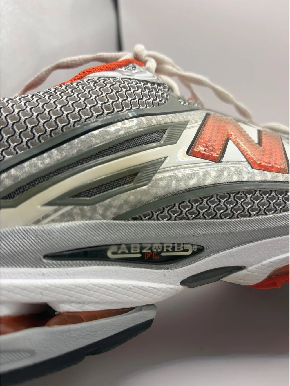 Vintage New Balance 1224 Y2K Mesh Running Shoes Silver Orange Men’s 13
